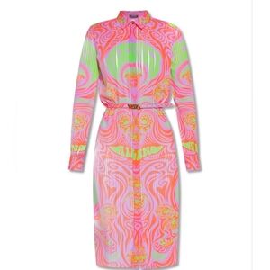 🟩🩷 VERSACE- Medusa Music Pleated Dress